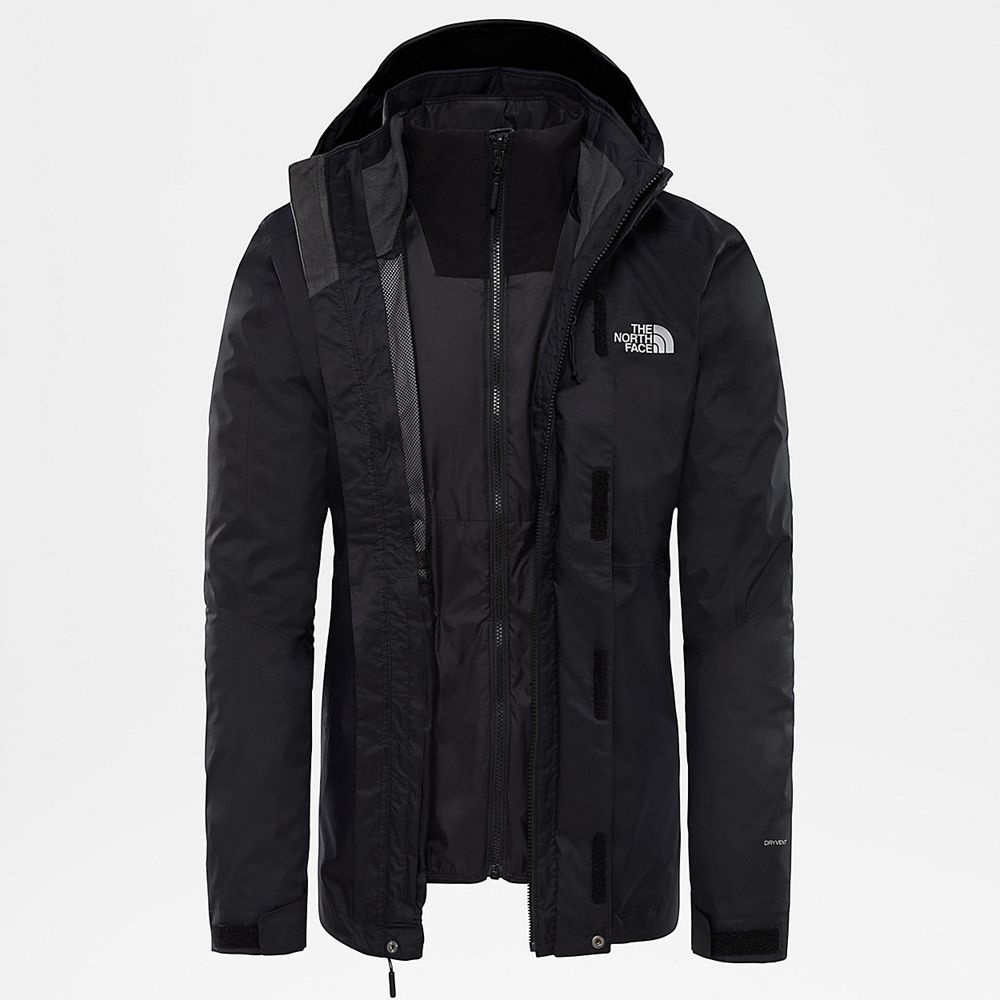 The North Face Insulated Jacket Mens Australia - The North Face Kabru Zip-In Triclimate® Black Hikin